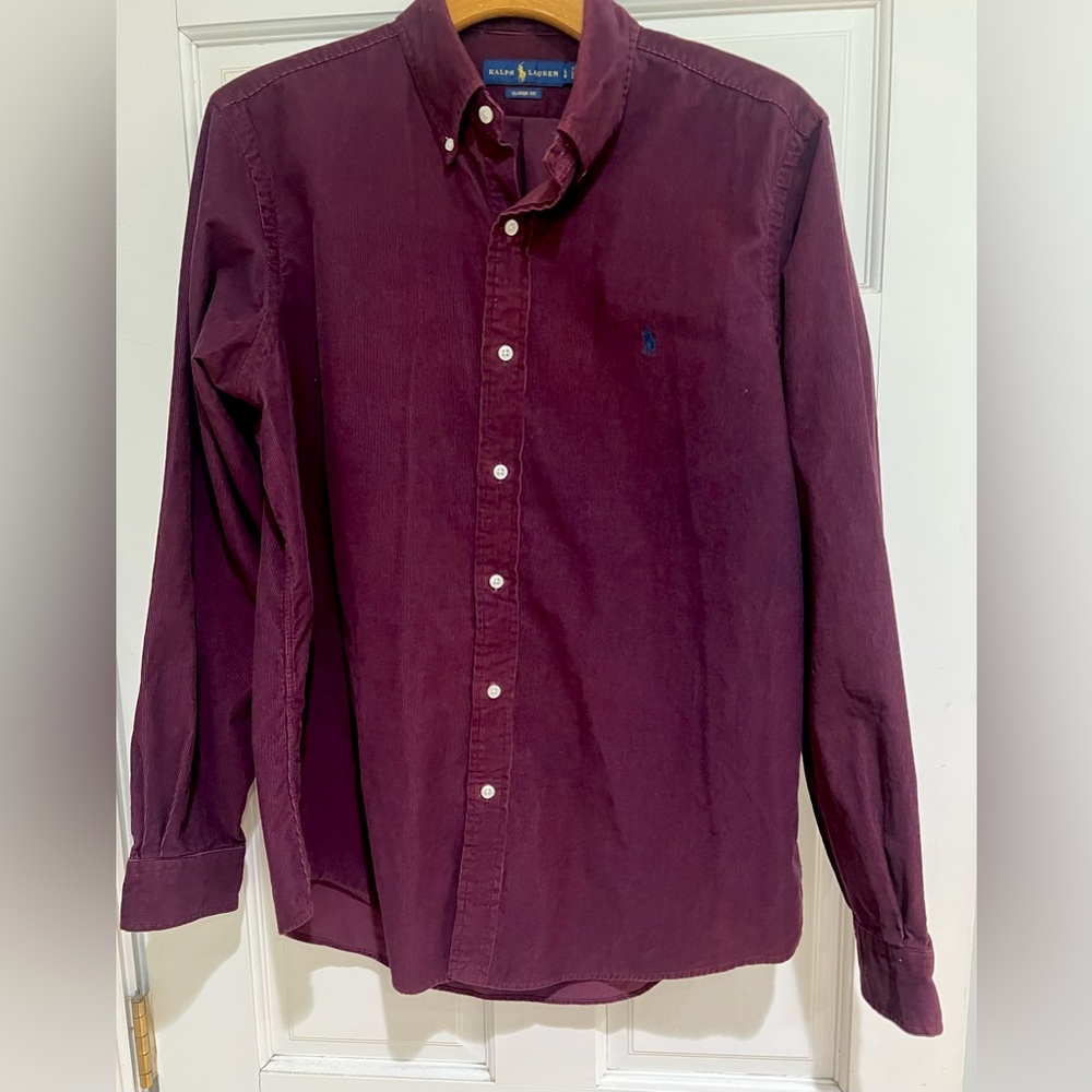 Ralph Lauren Men's Dark Red Button Down Shirt